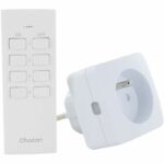 Set of 2 mini sockets - CHACON - On/Off - 2300 W (FR) + remote control - White