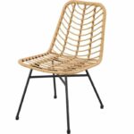Set of 2 garden chairs - Imitation natural rattan - Steel structure - L63.5 x H 86 x D 48 cm