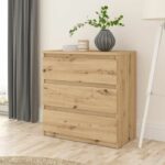 CHELSEA chest of drawers 3 drawers - L 77.2 x D 42 x H 79.9 cm - Artisan oak decor - Image 2