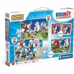 Clementoni - Edukit - Sonic - 4 in 1 learning box - 2 puzzles, 1 memo, 1 set of 6 cubes - Made in Italy - From 4 years old