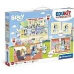 Clementoni - Edukit - Bluey - 4 in 1 learning box - 2 puzzles, 1 memo, 1 set of 6 cubes - Made in Italy - Ages 4 and up