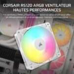 120mm ARGB Fan - CORSAIR - RS120 - White - High-performance cooling and ARGB lighting effects – Bild 2