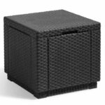 Cube graphite table - Imitation woven rattan with storage - Allibert by Keter- Cubecushiongraph