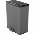 Rectangle Trash Can - DECO BIN - CURVER - 65L - Large capacity - 49 x 32 x 61 cm - Anthracite - Image 2