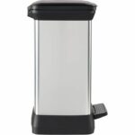 Rectangle Trash Can - DECO BIN - CURVER - 50L - Elegant Design - 39 x 29 x 51 cm - Metallic Grey - Image 3