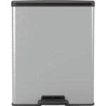 Rectangle Trash Can - DECO BIN - CURVER - 65L - Modern Design - 49 x 29 x 61 cm - Metallic Grey - Image 2