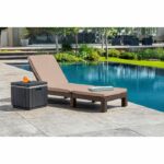 ALLIBERT woven resin imitation sun lounger with cushions - 4 positions - Daytona - Brown - Image 2