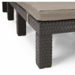ALLIBERT woven resin imitation sun lounger with cushions - 4 positions - Daytona - Brown - Image 4