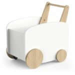 Storage trolley on wheels - FIRMIANA - Scandinavian style - Matt white / Kronberg oak - 49.8 x 35 x 52.5 cm - DEMEYERE
