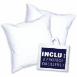 DODO Pack 2 trendy pillows 60x60cm + 2 waterproof pillow protectors 60x60 cm - 100% Polyester filling – Bild 2