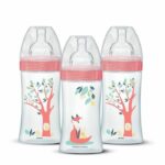Set of 3 baby bottles - DODIE - EB20 - 270 ml - Flat teat - Pink