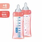DODIE Lot of 2 anti-colic bottles Initiation + - 330ml - ROSE DANCER - round teats 3 speeds flow 3 - Image 3