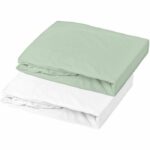 Domiva Set of 2 fitted sheets - 60 x 120 cm - Jersey - White/Gray green