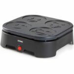 Crépiere Domo - 4 Crepes - Emoji patterns - Anti -adhesive Revetement - 600W - L31 x L34 x H13 cm