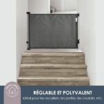 Extra high retractable safety barrier - DREAMBABY - 60 to 140 cm H90 cm - Black – Bild 3