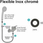 Shower hose - ROUSSEAU - Anti-twist metal nuts - Flow reducer - Length 1.50m - Double-stapled chrome-plated stainless steel – Bild 3