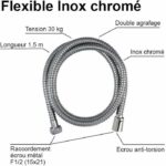 Shower hose - ROUSSEAU - Anti-twist metal nuts - Flow reducer - Length 1.50m - Double-stapled chrome-plated stainless steel – Bild 4