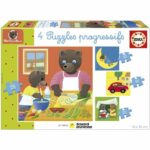 Puzzle - EDUCA - Little Brown Bear: 4 progressive puzzles for children from 12 to 25 pieces from 3 years old