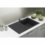 Stradour Sink Kitchen EXPECTRY 1 BAC + 1 ALAA DRAUTER - Resin - 81 x 50 cm - Black - Image 2