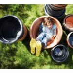 Elho Green Basics Cilinder 65 flower box – Black – Ø 64 x H 49 cm – outdoor – 100% recycled