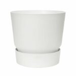 Elho Round Flower Pot Greenville 30 – Exterior – Ø 29.5 x H 27.8 cm – White