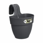 Elho – Flower pot – Vibia Campana Easy Hanger Small – Anthracite – Outdoor balcony – L 24.1 x W 20.5 x H 26.5 cm