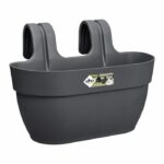 Elho - Flower pot - Vibia Campana Easy Hanger Medium - Anthracite - Outdoor balcony - L 24.1 x W 36 x H 26.5 cm