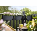 Elho - Flower pot - Vibia Campana Easy Hanger Large - Anthracite - Outdoor balcony - L 24.1 x W 46 x H 26.5 cm - Image 2