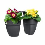 Elho - Flower pot - Vibia Campana Flower Twin 21 - Anthracite - Outdoor balcony - L 38.4 x W 20.5 x H 26.5 cm - Image 3