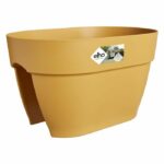 Elho - Flower pot - Vibia Campana Flower Bridge 40 - Honey yellow - Outdoor balcony - L 26 x W 39 x H 22 cm