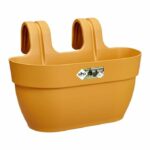 Elho – Flower pot – Vibia Campana Easy Hanger Medium – Honey yellow – Outdoor balcony – L 24.1 x W 36 x H 26.5 cm