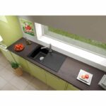 STRADOUR Built-in sink kitchen 1 bowl + 1 drainer Arena - Resin - 86 x 50 cm - Black - Image 2