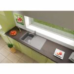 STRADOUR Built-in kitchen sink 1 bowl + 1 drainer Arena - Resin - 86 x 50 cm - Concrete gray - Image 2