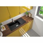 Stradour Sink Kitchen Builter 1 Large Bac + 1 Einna Drave - Resin - 86 x 50 cm - Black - Image 2