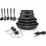 Arthur Martin Removable kitchen battery 15 pieces 16-20-22-24-26 cm black-All lights including induction