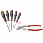 Box of 5 Facom screwdriver - AT5.170PB (delivered with 3 tvis a slit + 2 prozidriv tvis + pliers Multiprise capacity 46mm) - Image 2