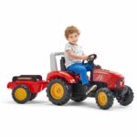 FALK - Supercharger red pedal tractor with opening hood and trailer included – Bild 2