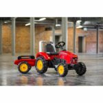FALK - Supercharger red pedal tractor with opening hood and trailer included – Bild 5
