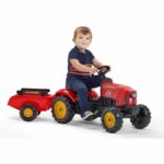 FALK - Supercharger red pedal tractor with opening hood and trailer - Image 2