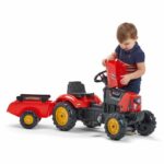 FALK - Supercharger red pedal tractor with opening hood and trailer - Image 3