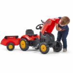FALK - 2046AB - Red X Tractor pedal tractor with opening hood and trailer included - Image 3