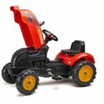 FALK - 2046AB - Red X Tractor pedal tractor with opening hood and trailer included - Image 4