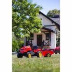 FALK - 2046AB - Red X Tractor pedal tractor with opening hood and trailer included - Image 5