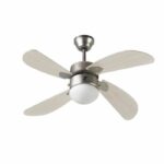 FARELEK - BERMUDES Ø 107 cm - Reversible ceiling fan, 4 blades clear oak + lighting 1 globe 60W E27 - 112423