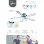 FARELEK - BALEARES Ø 132 cm - Reversible ceiling fan, 5 white blades / white canes + lighting - Image 3
