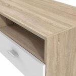 FINLANDEK Contemporary matt white HELPPO TV stand with oak effect - W 95 cm - Image 3