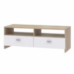 FINLANDEK Contemporary matt white HELPPO TV stand with oak effect - W 95 cm - Image 4