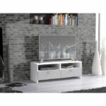 Pilvi TV cabinet - White and matt gray - Contemporary - L 95 x D 36 x H 34.5 cm