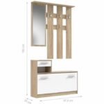 Pili Entrance Load with Scandinavian Mirror Decor Chene et Blanc - L 97 cm