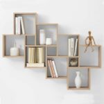 FMD Wall Shelf with 11 Compartments Oak Color Storage Shelf 428746 - Image 3